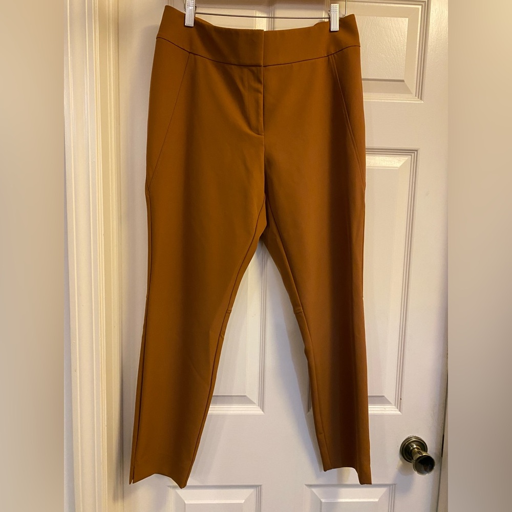 Lafayette 148 New York Techno Stretch Twill Camel Split Hem  Pants Size 12